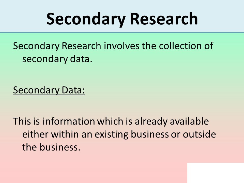 Secondary research definition business